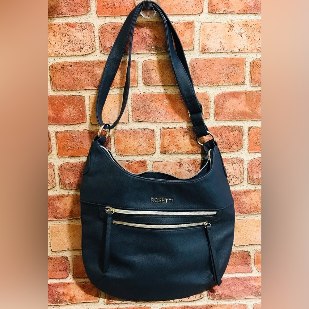 Rosetti Royal Blue Pebbled Faux Leather Hobo Crossbody/Shoulder Ajustable Purse